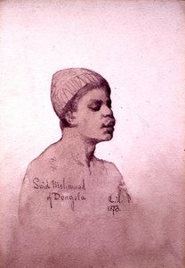Said Mohamad of Dongola (Súdán) 1873 (tužka a mytí na papíře) od Carl Haag