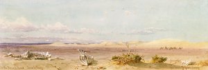 Písečné kopce v poušti, Káhira, Suez, 1859