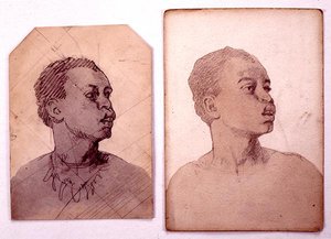Studie africké hlavy (tužka a mytí na papíře) od Carl Haag