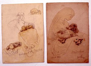 Dvě studie matky a dítěte od Carl Haag