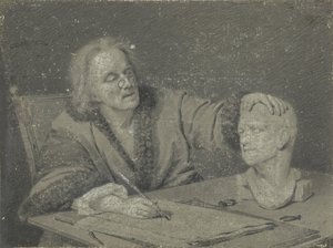 Navrhovatel skicující sádrovou hlavu od Carl Heinrich Mylius