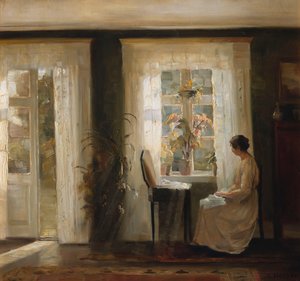 Žena u slunečného okna (olej na plátně) od Carl Holsoe