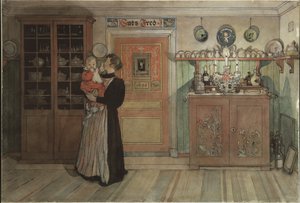 Mezi Vánocemi a Novým rokem, ze série A Home, cca 1895 (wc na papíře) od Carl Larsson
