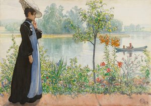 Karin u břehu od Carl Larsson
