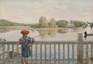Lisbeth rybaří. Kolem roku 1895 od Carl Larsson
