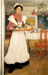 Martina nesoucí snídani na podnose od Carl Larsson