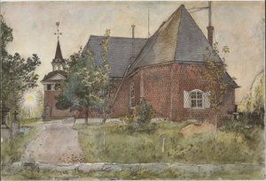 Starý kostel v Sundbornu. Z cyklu „A Home“ (26 akvarelů) od Carl Larsson