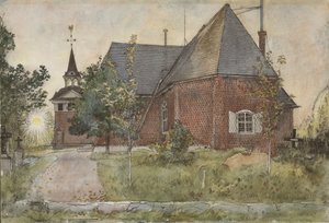 Old Sundborn Church, ze série A Home, kolem roku 1895 (wc na papíře) od Carl Larsson