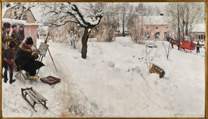 Malíř pod širým nebem. Zimní motiv z Åsögatan 145, Stockholm od Carl Larsson