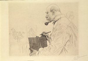 Autoportrét jako leptař od Carl Larsson