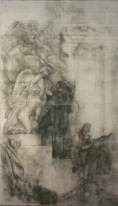 Umění sochařství: Carl Michael Bellman v Sergelově ateliéru. Karton k fresce v dolním sále NM od Carl Larsson