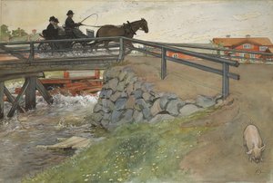 Most, ze série A Home, kolem roku 1895 (wc na papíře) od Carl Larsson
