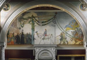 Vstup švédského krále Gustava Vasy do Stockholmu v roce 1523, 1908 od Carl Larsson