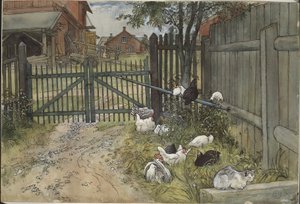 Brána. Z díla Domov (26 akvarelů) od Carl Larsson