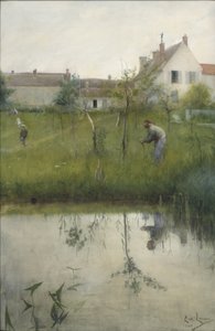 Stařec a zahrada školky od Carl Larsson