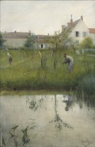 The Old Man and the Nursery Garden, 1883 (wc na papíře) od Carl Larsson