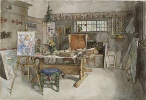 Studio, ze série A Home, kolem roku 1895 (wc na papíře) od Carl Larsson