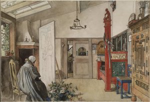 Studio, ze série A Home, kolem roku 1895 (wc na papíře) od Carl Larsson