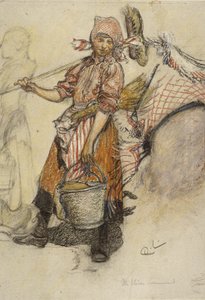Pračka (pastel na papíře) od Carl Larsson