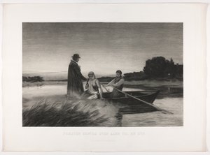 Dánština: Kněz je přiveden přes řeku k nemocnému. od Carl Locher