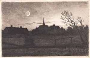 Kostel Hornbæk, letní večer od Carl Locher