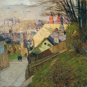 Dům Therese Kronesové v Doblingu ve Vídni, kolem 1912-1914 (olej na plátně)
