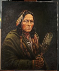Osage muž, Bro-Ga-Hee-Ge (olej na plátně)