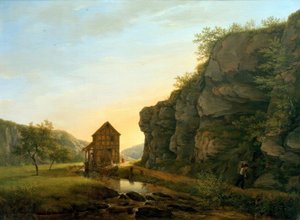Řezací mlýn v Lorsbacher Tal na Teufelsfelsen od Carl Morgenstern