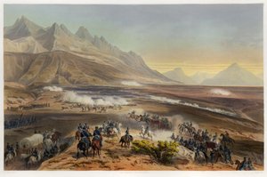 Bitva u Buena Vista, z Války mezi Spojenými státy a Mexikem, hospoda. 1851 (barevná litografie)