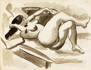 Ležící ženský akt se zkříženýma nohama od Carl Newman