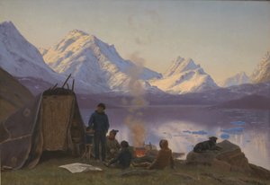 Grónská osada u fjordu. Léto od Carl Rasmussen