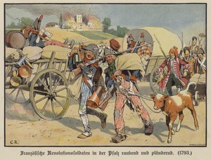 Francouzští vojáci loupící a drancující ve Falci od Carl Röchling