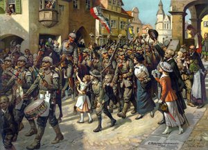 La mobilization en 1914 en Allemagne - The Mobilization in 1914. Image to Schools History Teaching par Roehling, Carl (1849-1922) od Carl Rohling