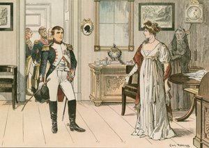 Královna Louise Pruská (1776-1810) a Napoleon I (1769-1821) v Tilsitu v roce 1807 při podpisu druhé smlouvy z Tilsitu