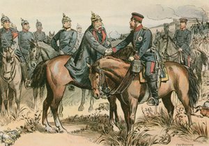 Wilhelm I, král Pruska a první německý císař (1797-1888) pozdravil svého syna v Sadowě v roce 1866 od Carl Rohling