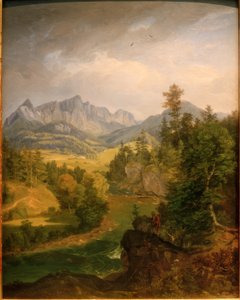 Horská krajina s řekou poblíž Berchtesgadenu od Carl Rottmann