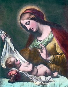 Madona s dítětem. Obraz (nedatovaný) od italského barokního malíře Carla Dolciho (1616-1686). Datace obrazu: kolem roku 1900. Archiv Carla Simona od Carl Simon