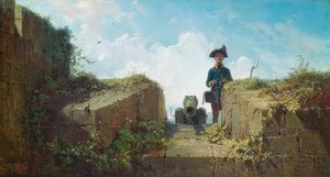 Pletení základna. Kolem roku 1860 od Carl Spitzweg