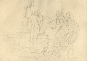 Die Kunstauktion, polovina konce 19. století, c1924. od Carl Spitzweg