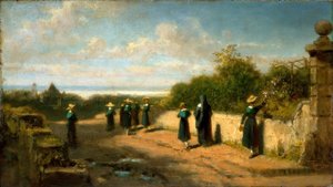 Dívčí internátní škola na procházku od Carl Spitzweg