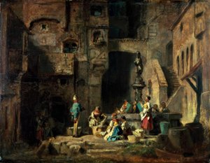 Pračky u studny od Carl Spitzweg