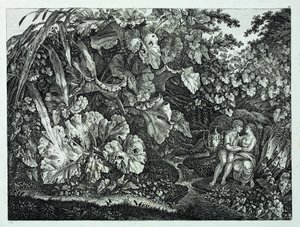 Německy: Milenci v jeskyni, obklopeni rostlinami a bylinami Milenci v jeskyni, obklopeni rostlinami a bylinami od Carl Wilhelm Kolbe