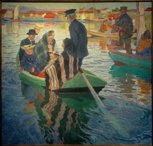 Návštěvníci kostela na lodi od Carl Wilhelm Wilhelmson