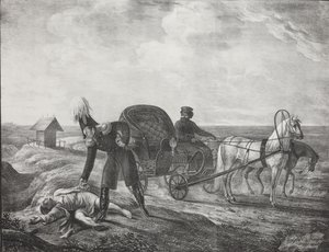 Císař Alexandr I. pomáhá potřebnému člověku, 1820. od Carl von Hampeln