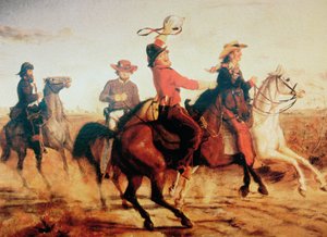 Terryho Texas Rangers, kolem roku 1845 (olej na plátně) od Carl von Iwonski