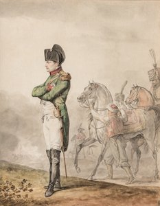 Keisari Napoleon Bonaparte I (1769-1821) Austerlitzissä (kynä ja akvarelli korostettu valkoisella) od Carle (attr. to) Vernet