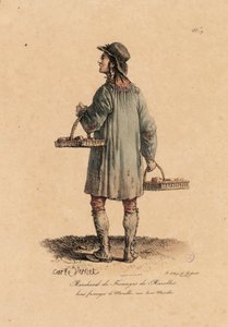Obchodník se sýrem z Marolles z „Les cris de Paris“ kolem roku 1823-25 (litho) od Carle Vernet