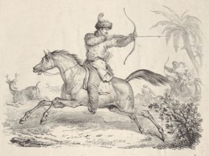 Kozáci na koni loví jeleny, 1821-36. od Carle Vernet