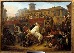 Volný dostih během karnevalu. Obraz Carle Verneta (1758-1836)