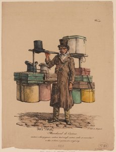 Prodejce krabic na klobouky z „Les Cris de Paris“ od Carle Vernet